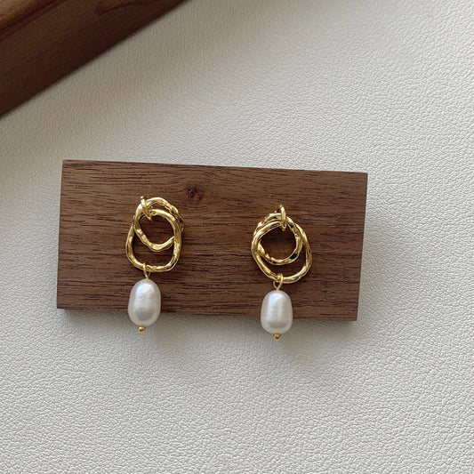S925 Sterling Silver Double Layer Circle Ear Studs