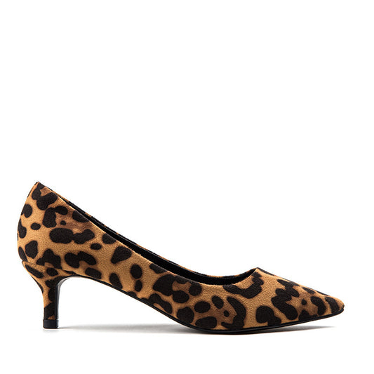 Women's  Suede Leopard Pointed High Heels - Outfit Emporium