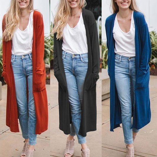 Women's Cardigan Simple Long Sleeve Trench Coat - Outfit Emporium
