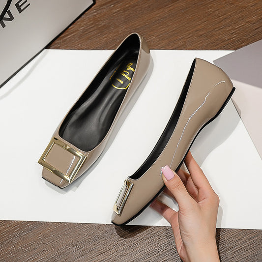 Leather Square Toe Low-cut Shoes