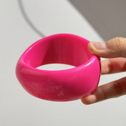 Resin Oval Wide Geometric Curved Resin Solid Color Bracelet