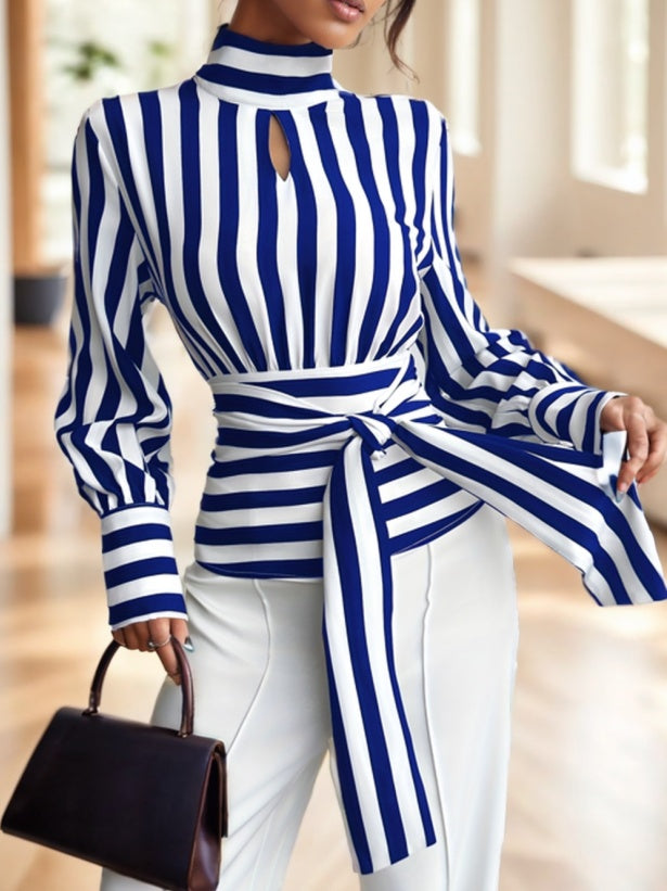 Ladies' Striped Long-sleeved Top - Outfit Emporium