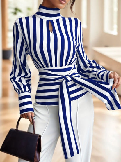 Ladies' Striped Long-sleeved Top - Outfit Emporium