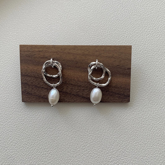 S925 Sterling Silver Double Layer Circle Ear Studs