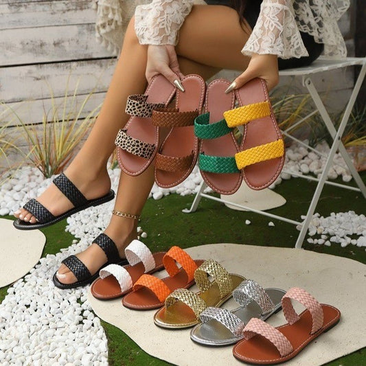 Women's Woven Beach Slippers - Outfit Emporium