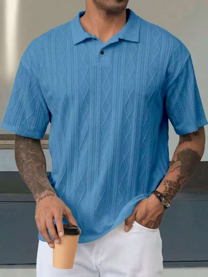 Breathable Short Sleeve Loose Texture Knitted