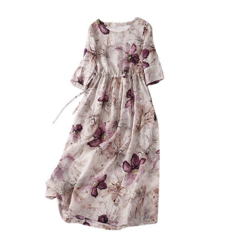Women's Artistic Retro Half-length Sleeve Dress - Outfit Emporium