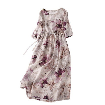Women's Artistic Retro Half-length Sleeve Dress - Outfit Emporium