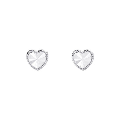 Brushed Love Heart Stud Earrings Women's Earrings