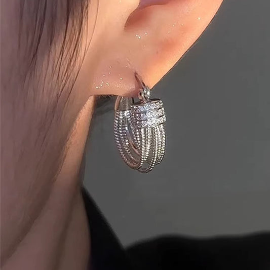 Multi-layer Zircon Earrings