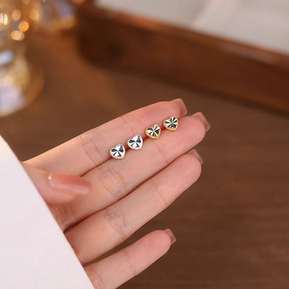 Brushed Love Heart Stud Earrings Women's Earrings