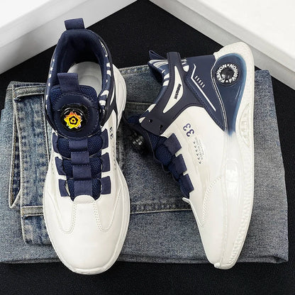 Men's Non Slip Lace up Sneakers with Rotating Buckle - Outfit Emporium