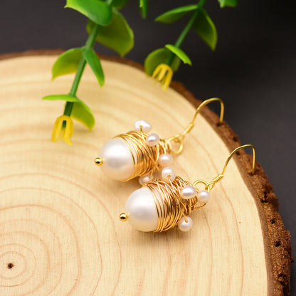 Women's Rice Bead Winding Earrings,