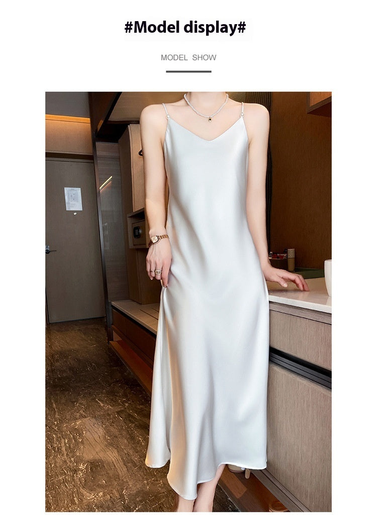 Women's Spring And Summer New Silk Satin High-grade Suspenders Dress - Outfit Emporium