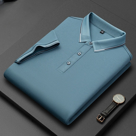 Light Business Silk Men's Short-sleeved T-shirt - Outfit Emporium