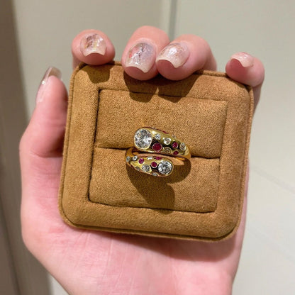 Zircon Two-tone Round Diamond Ring