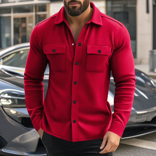 Men's Lapel Multi-pocket Single-breasted Jacket - Outfit Emporium