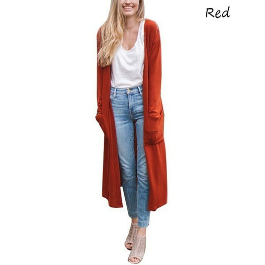 Women's Cardigan Simple Long Sleeve Trench Coat - Outfit Emporium