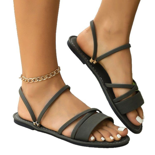 Buckle Flat Cross Strap Women's Shoes - Outfit Emporium