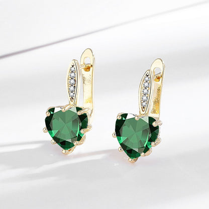 All-matching Fashion Multicolor Heart-shaped Zircon Earrings