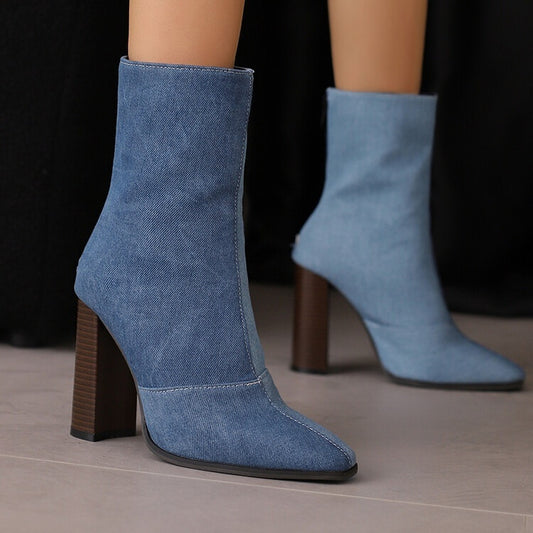 Women's Fleece-lined French Style Small Ankle Boots - Outfit Emporium