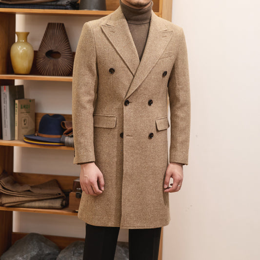 Brown Warm Wool Double Breasted Slim Jacket - Outfit Emporium