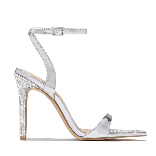 Buckle Rhinestone Stiletto Peep for women - Outfit Emporium