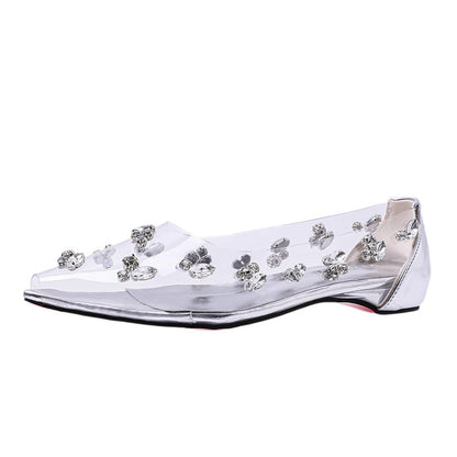 Beautiful Shallow Mouth Transparent Rhinestone Pumps - Outfit Emporium