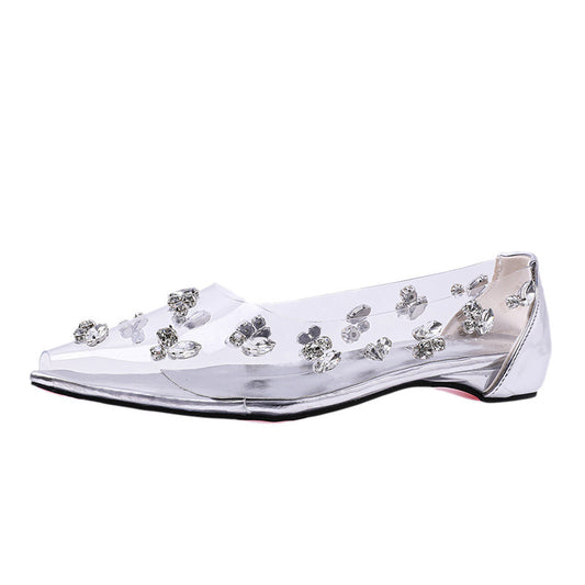 Beautiful Shallow Mouth Transparent Rhinestone Pumps - Outfit Emporium