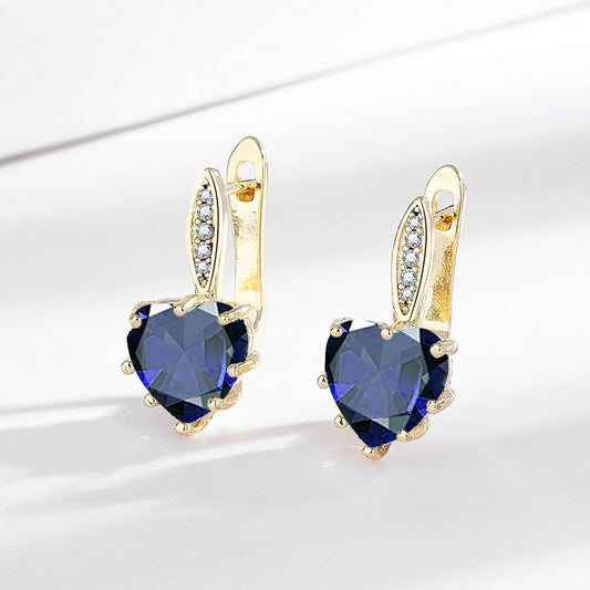 All-matching Fashion Multicolor Heart-shaped Zircon Earrings