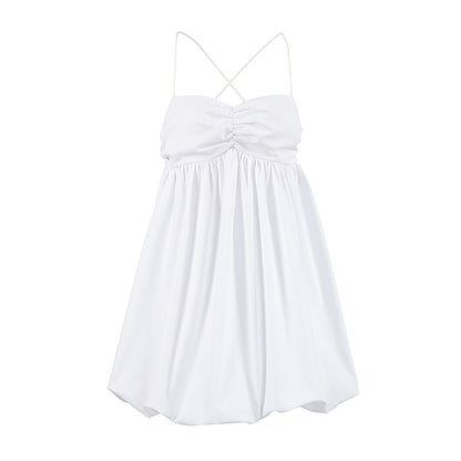 Women's Sexy Suspenders Puff Mini Dress - Outfit Emporium