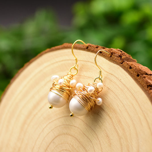 Women's Rice Bead Winding Earrings,