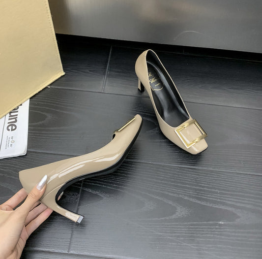 Leather Square Toe Low-cut Shoes