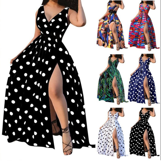 Women Party Ladies Belt Plus Size Forked Club Dresses